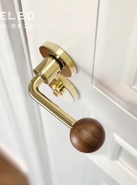 胡桃木复古卧木室家用音门磁吸静分体锁轻奢现代房86030锁间门把