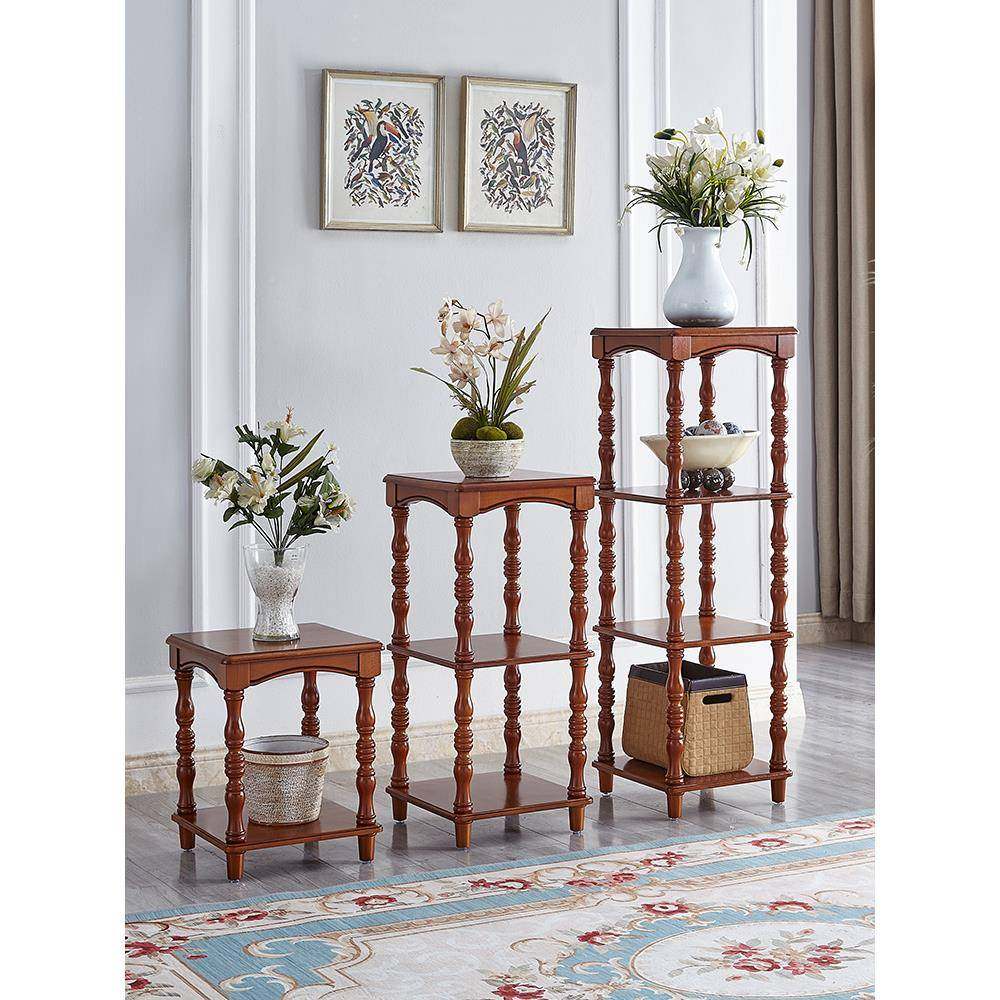 0J式实美17523木多层架书架架阳台置物支落地花花盆摆放架子中式