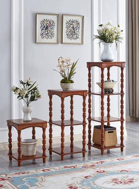 0J式实美17523木多层架书架架阳台置物支落地花花盆摆放架子中式
