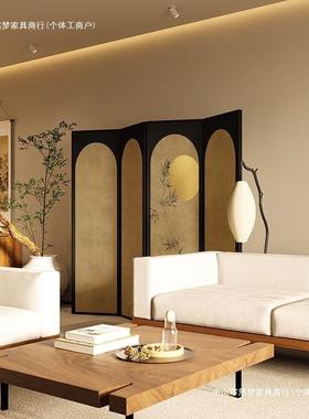 中新折式屏风折叠可移客厅玄动关茶室卧室床头屏IBV竹子月亮