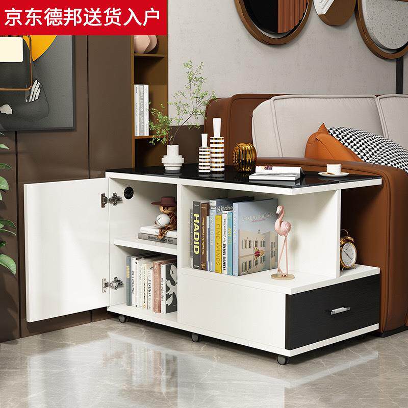 客厅移动沙发边柜轻储物柜边2hTsCbBh几可移动奢钢化玻璃小茶茶几