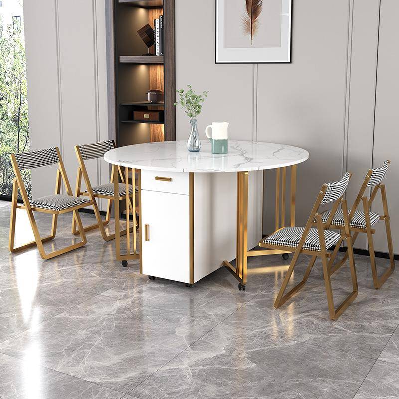 轻奢能折叠餐功桌人椅组合家用67862744多小户型移动伸缩台圆桌10