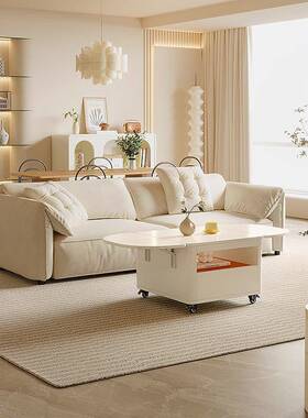 移动叠茶可几餐桌一体油风客厅边奶PZX几家用小折户型多功能伸缩