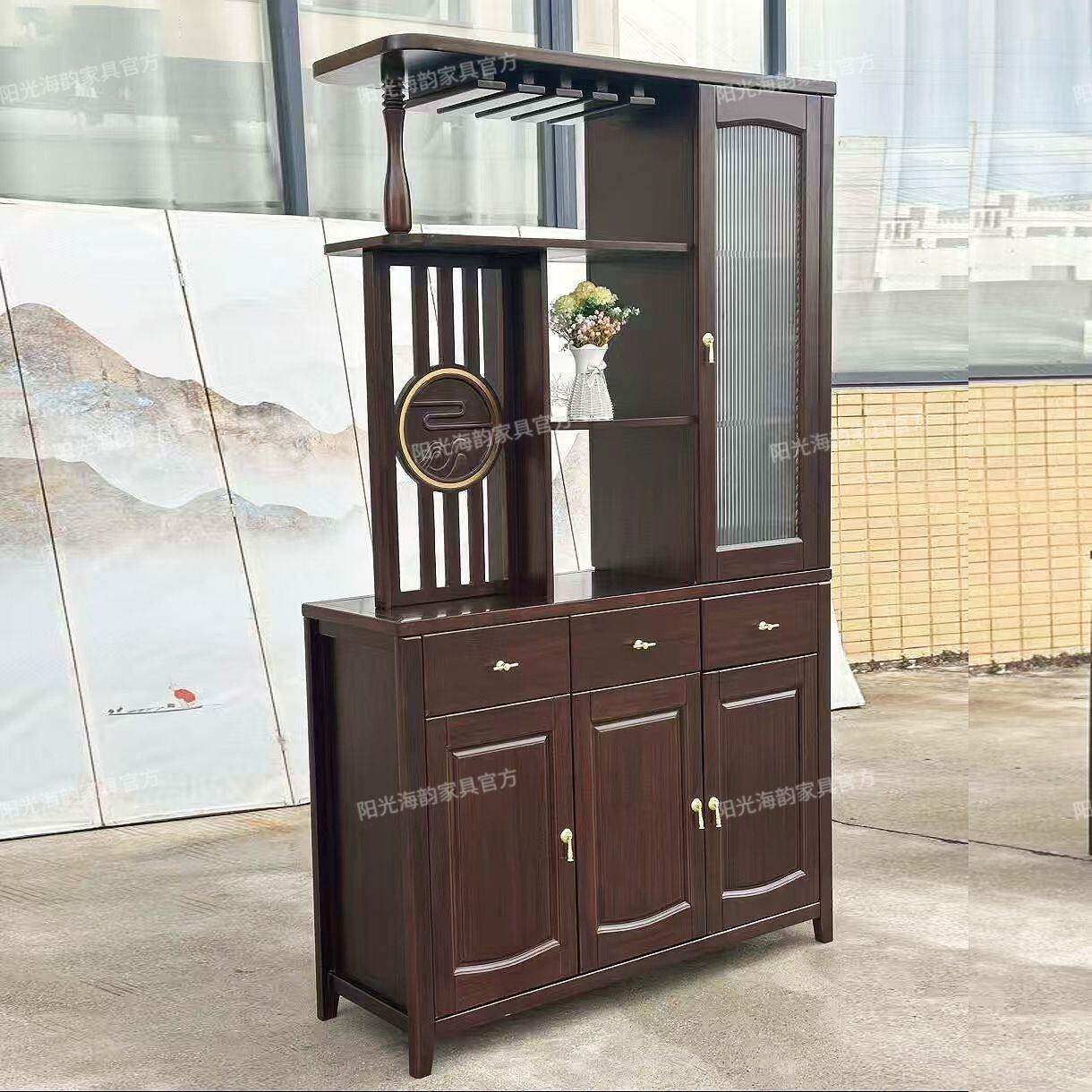柜新中式金间厅实木隔断置木物架屏风柜539客厅储物收纳酒乌柜博