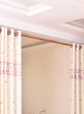 AL桃木纹免打孔胡5F87MJ9TT可伸缩卧室窗帘杆加粗加卫生间晾衣杆