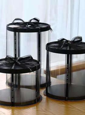 圆形透明0蛋糕盒6寸8寸1寸加高四特高白色圆子形蛋糕打包层SWK盒