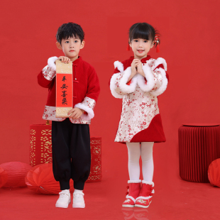 元 男女童加绒拜年服幼儿园舞蹈表演服 旦儿童喜庆演出服中国风唐装