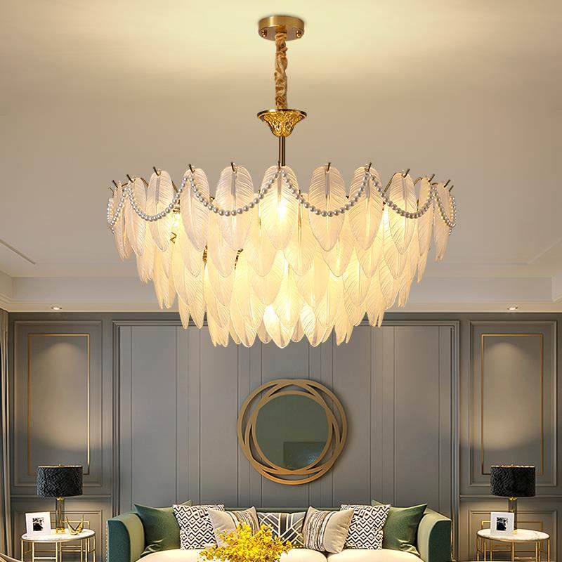 法式客厅吊灯现代简约创意羽毛玻璃灯轻奢大气网红主卧室餐厅灯具,节庆用品/礼品,新娘配件,淘宝优惠券,粉丝福利购,淘宝优惠卷
