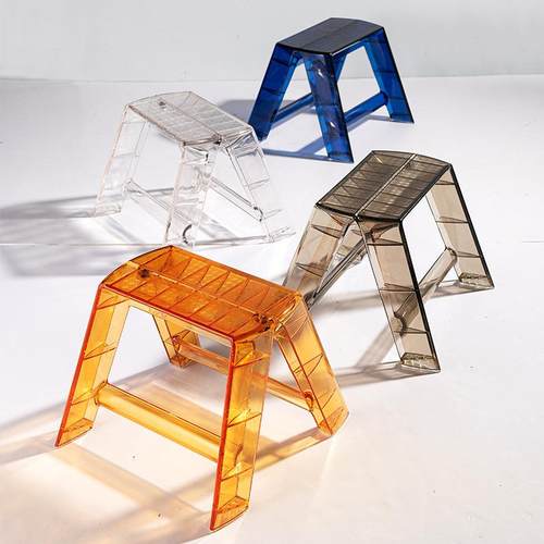 北欧个性创意矮凳网红小型置物架简约现代多功能家用透明折叠梯子