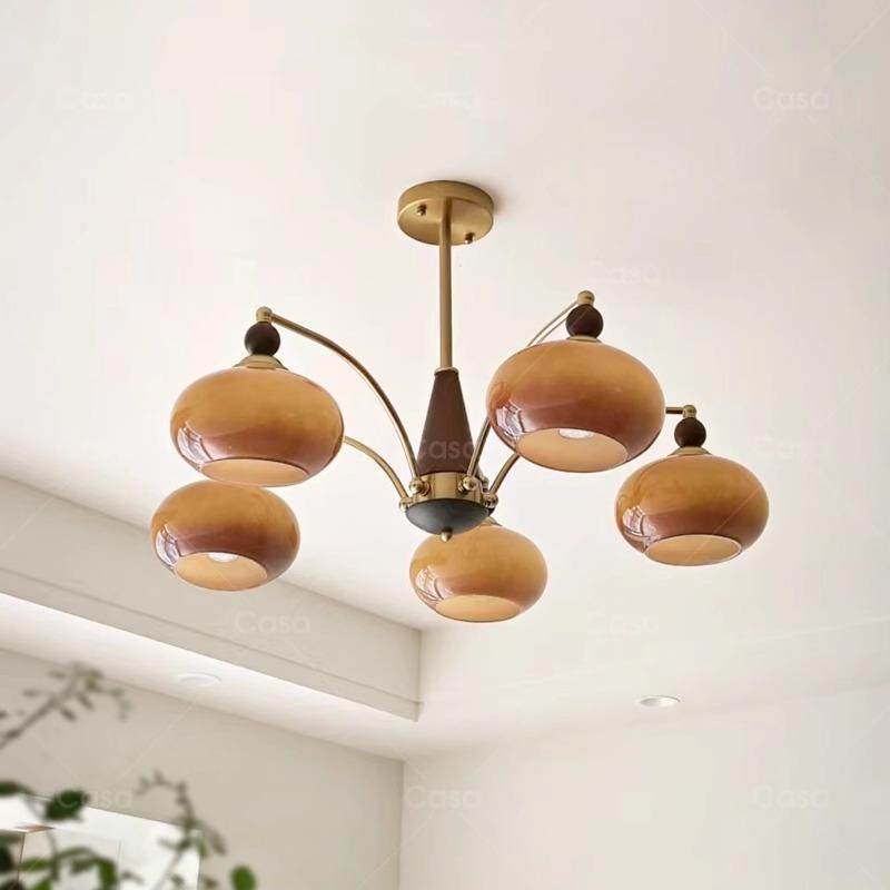 柿子客厅吊灯中古奶油风简约玻璃实木书房灯实木复古法式卧室吊灯,节庆用品/礼品,新娘配件,淘宝优惠券,粉丝福利购,淘宝优惠卷