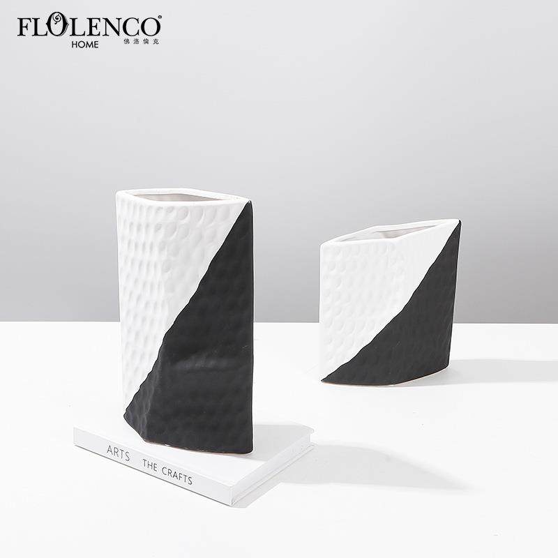 新中式现代黑白拼色肌理陶瓷花瓶样板间家居高级感艺术小花器装饰,机械设备,其他机械设备,淘宝优惠券,粉丝福利购,淘宝优惠卷