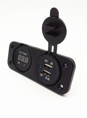 汽车改装二合一5V3.1A双USB车载车充带数字显示汽车电压表头