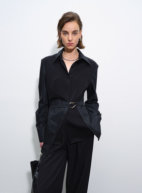 APARALLEL系带收腰长款醋酸衬衫「尚雯婕/刘涛/梅婷同款」