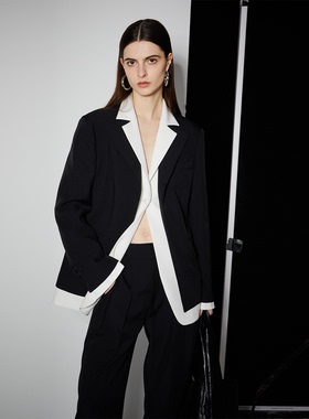 APARALLEL双层领撞白边假两件西服