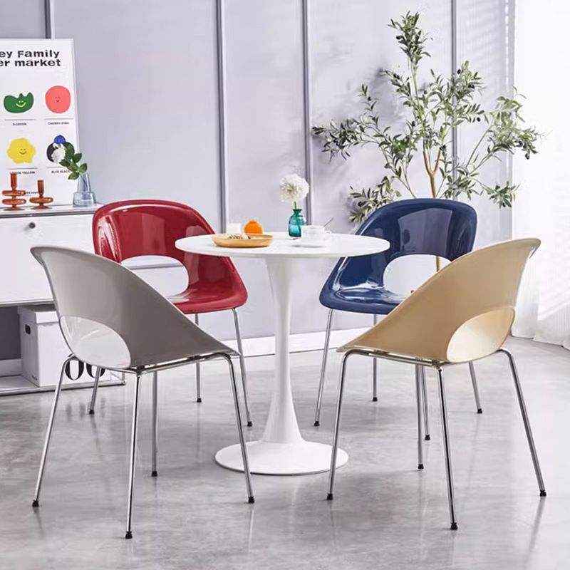 北欧塑料椅子批发客厅餐椅商用简约扶手靠背椅餐厅叠放凳子 餐桌