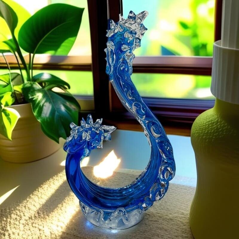 不带底座风生水起淄博纯手工琉璃摆件海洋风青云直上琉璃摆件