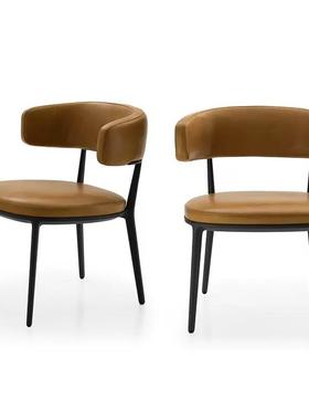 意式轻奢家用餐椅简约现代客厅软包休闲书桌椅设计师靠背椅子