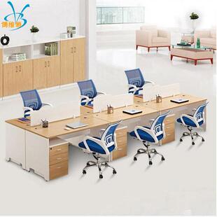 员工位单人职员屏风钢制办公桌办公家具组合工位枫木色带柜