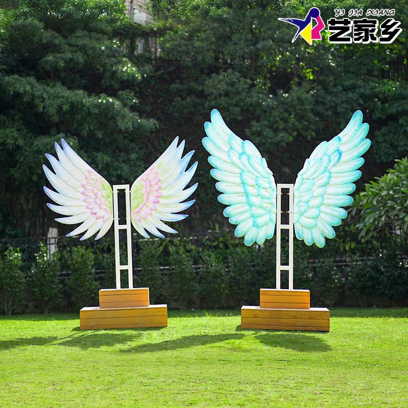 网红天使翅膀大型落地道具户外打卡拍照装置婚礼商场美陈创意装饰