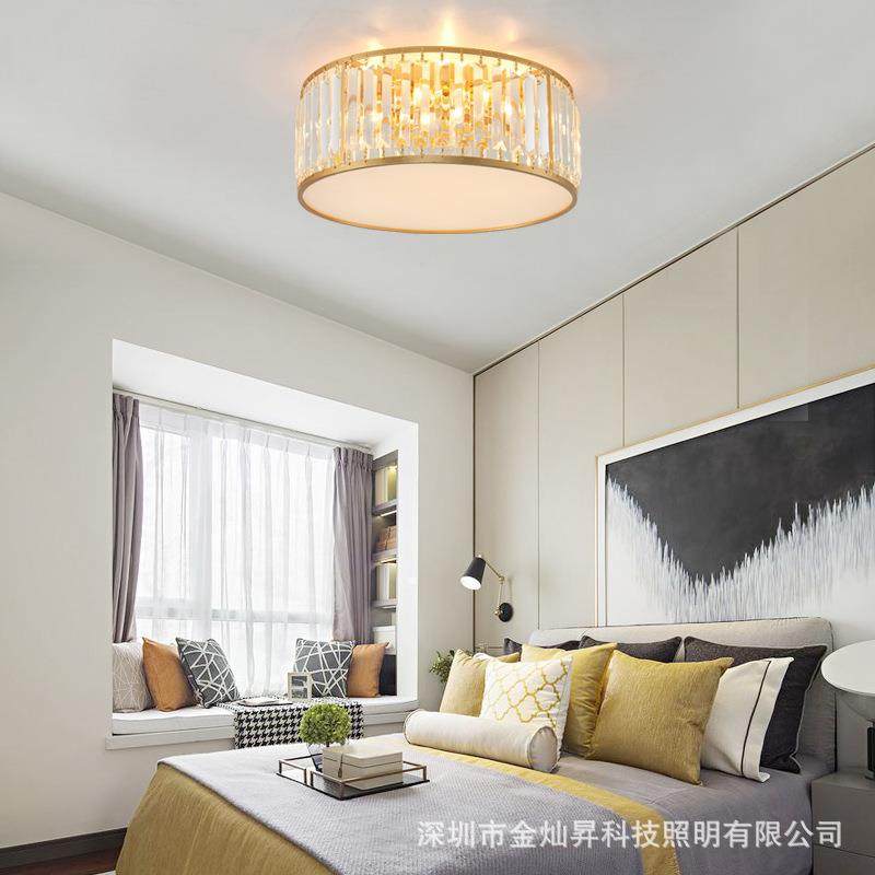 美式轻奢吸顶灯现代简约大气客厅餐厅卧室书房温馨圆形水晶吸顶灯