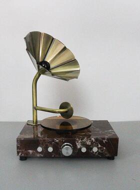 简约现代复古大理石留声机样板间家居客厅书房创意桌面装饰摆件