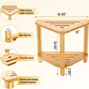 实木三角凳角落置物架小空间室内置物架浴室淋浴凳木制台阶凳座椅