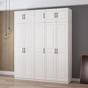 衣柜家用卧室立柜家用家庭装欧式实木简易四门衣柜开门式加高安装