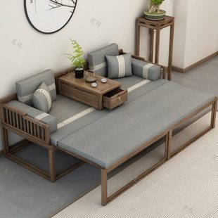 新中式罗汉床茶桌椅组合老榆实木客厅沙发床小户型高端罗汉椅贵妃