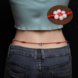 龙年命年红绳腰链2024新款十二生肖红腰绳属龙红腰带编织细红绳