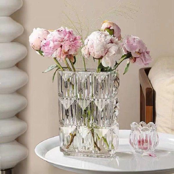 欧式水晶玻璃花瓶透明卢索扁方家居装饰品轻奢摆件插花器璀璨长方,家居饰品,花瓶,淘宝优惠券,粉丝福利购,淘宝优惠卷