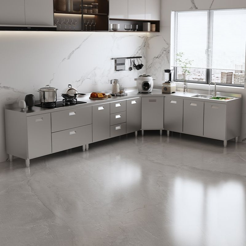 304不锈钢橱柜厨房灶台一整套家用灶台柜厨柜一体租房用整装新款