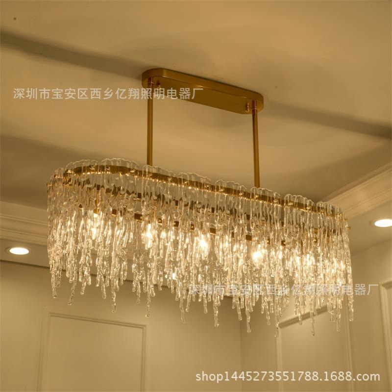 后现代冰条水晶吊灯简约轻奢艺术餐厅吧台吊灯样板房设计师灯具