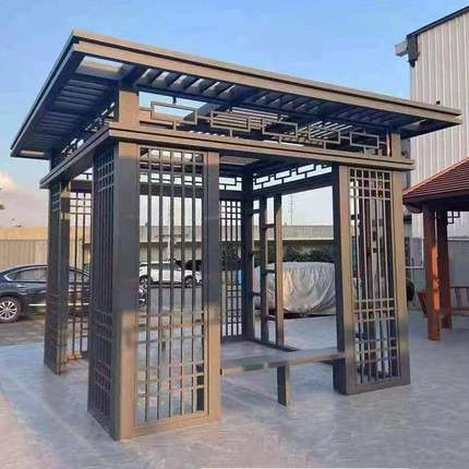 铝艺凉亭户外庭院新中式别墅花园遮雨亭户外百叶铝合金别墅凉亭