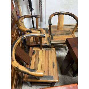 老船木茶桌椅组合船木圈椅沉船木椅子全实木家具新中式椅