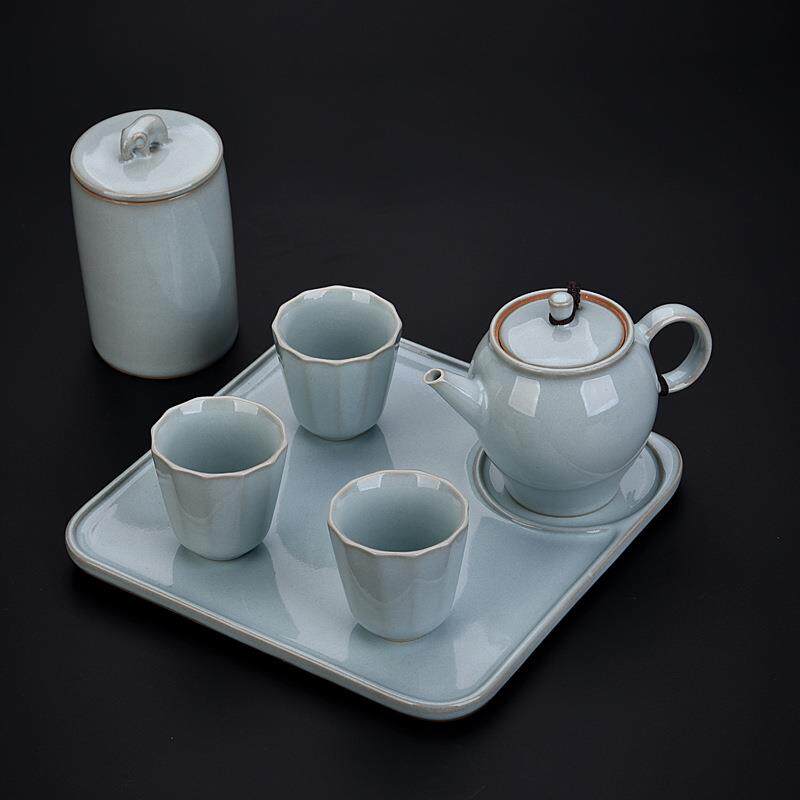 五大名窑哥窑汝瓷钧窑茶杯个人杯品茗杯陶瓷茶具套装一壶三杯茶盘