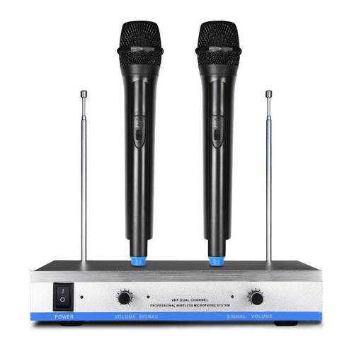 无线一拖二动圈麦克风双手持家用会议KTV舞台演出电脑直播K歌话筒