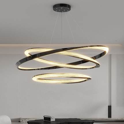 意式极简客厅吊灯北欧现代异形圆环形大气轻奢设计感主卧室餐厅灯
