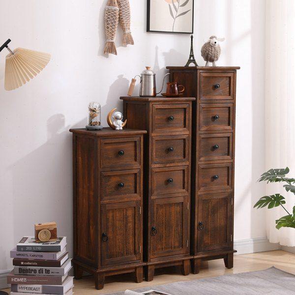 实木复古窄斗柜客厅夹缝储物收纳柜卧室做旧小柜子抽屉式沙发边柜,住宅家具,斗柜,淘宝优惠券,粉丝福利购,淘宝优惠卷