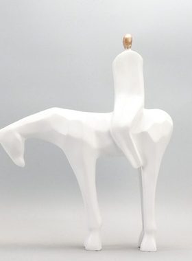 现代欧式简约艺术抽象人物牧马人雕塑软装饰品样板房酒店展厅摆件