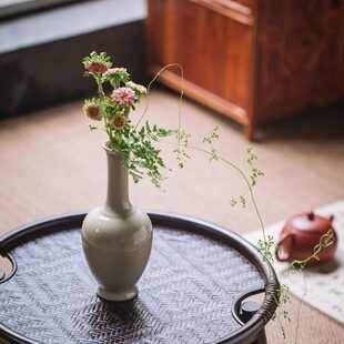 素功瑾礼中式仿宋复古陶瓷花瓶居家装饰摆件客厅书房小号插花瓶
