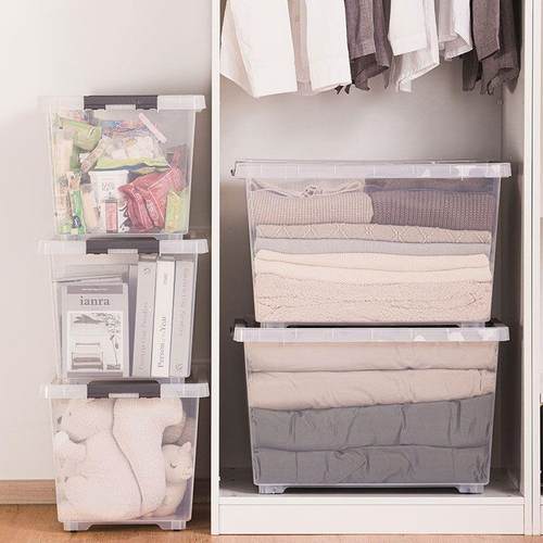 透明收纳箱塑料特大号衣服储物箱家用书籍装书收纳盒整理箱