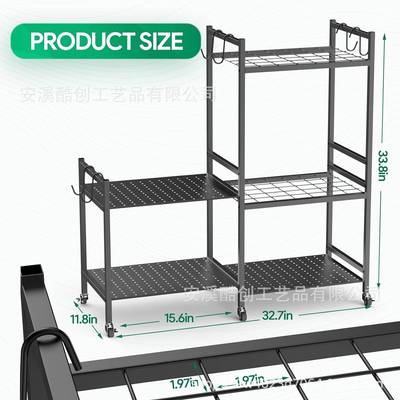 热销带轮子的庭院工具架多功能工具收纳架适用于花园棚屋车库