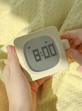 方块闹钟简约夜光静床头充RYB电学生用迷d你le时钟小灯多音功能