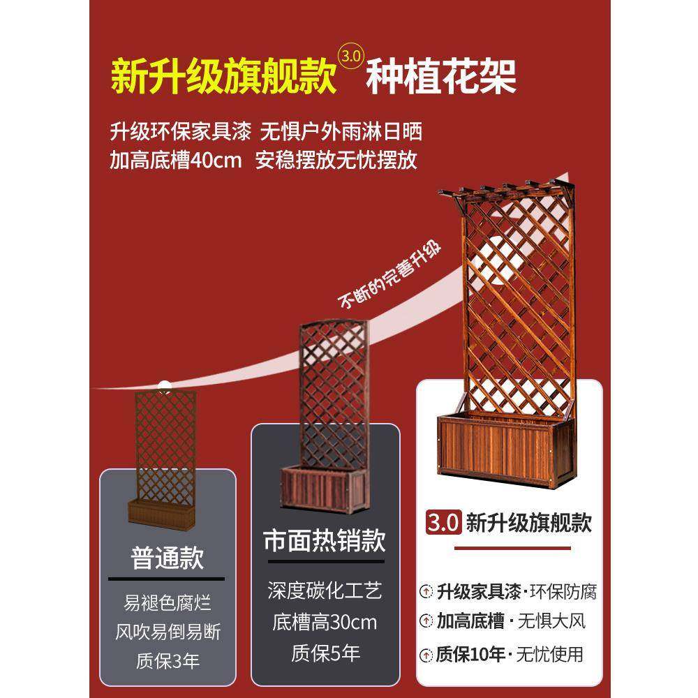 碳化防腐箱种植箱木台户外庭院花阳隔10248444断网格花槽爬藤架,家居饰品,花盆,淘宝优惠券,粉丝福利购,淘宝优惠卷