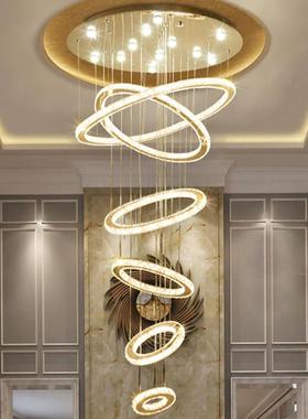 楼大吊灯中空客厅t吊灯挑空挑高小lof公寓水晶楼42557梯复间灯式