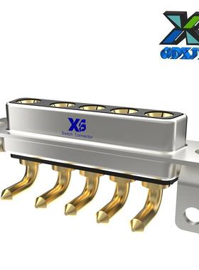 5W5头镀金车针电流连接器镀金弯RFE脚弯母针D-BSU大连接器5芯接头