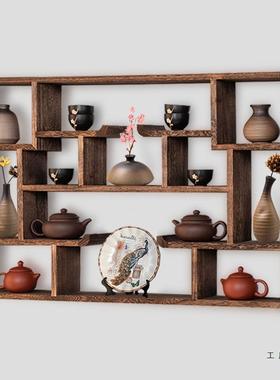 博古架多物宝实木墙中式挂墙壁挂式茶架置架RYP上新阁古董展示柜