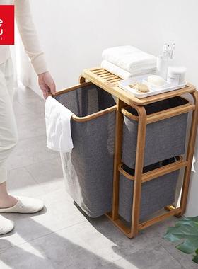 双衣艺脏篓容量布艺折叠脏衣篮家衣70498用卫生间分区双桶脏服大