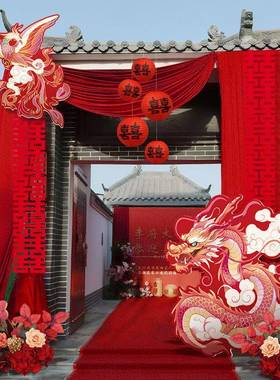 20建25农村结婚庭院子婚礼置自套房布大门口婚房布幔布RJW置装饰