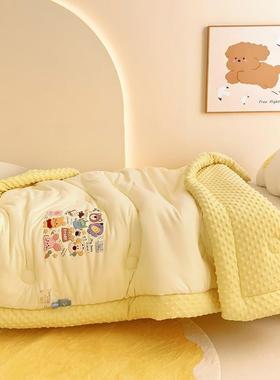 A类母级儿IAO针织棉豆豆园被儿童午睡毯子婴秋冬童被芯幼儿宿舍被